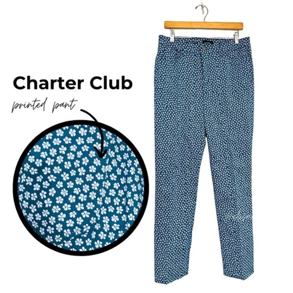 Charter Club Loretta Lexington Jeans Geometric Floral Print Sz 12 Tummy Control